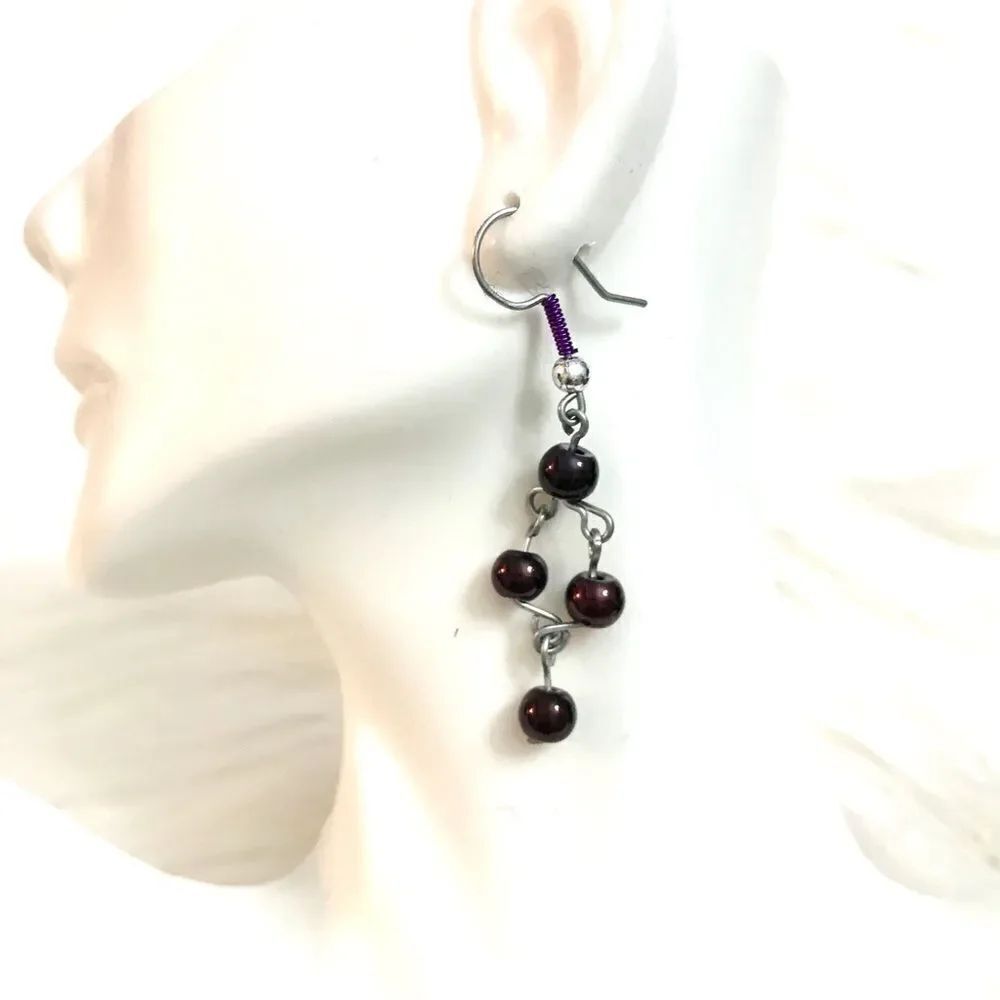 Purple Beaded Earrings